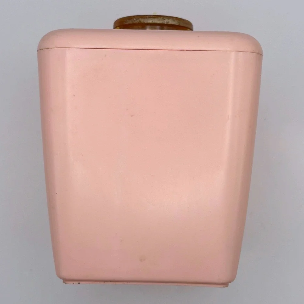 Vtg Pink Lustro Ware Coffee Canister MCM Plastic Gold Floral Retro Cottagecore